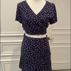 Aqua floral two piece set